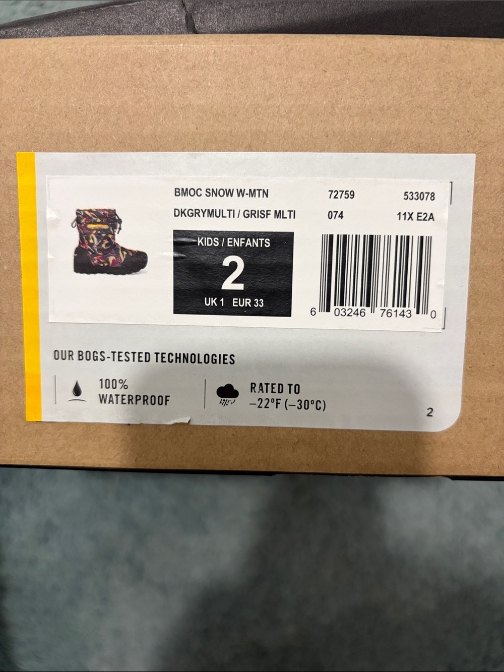 Bogs Kids Snow W-Mtn Boots - Dark Gray Multi